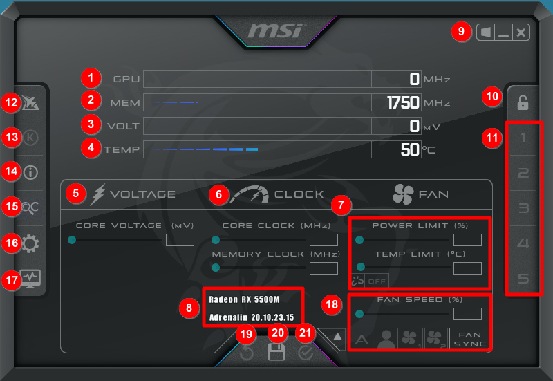 MSI Afterburner主界面